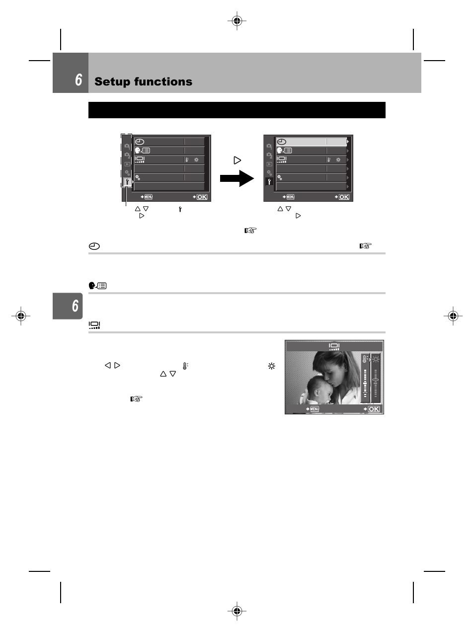 Setup functions, Setup menu | Olympus E-P2 User Manual | Page 90 / 163