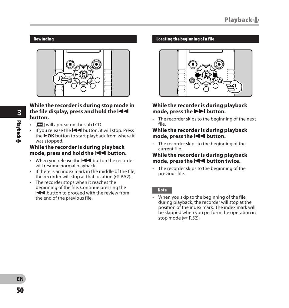 Playback a | Olympus LS-20M User Manual | Page 50 / 108