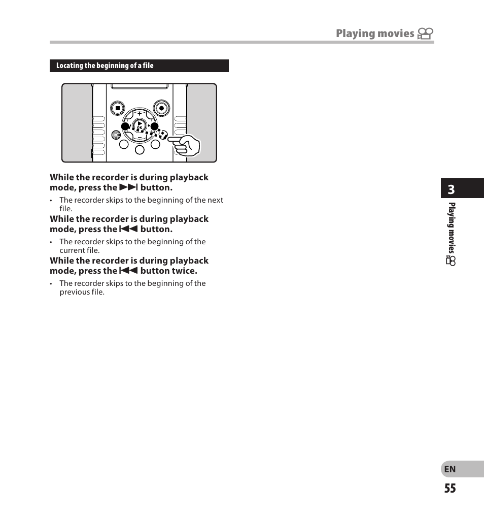 Playing movies n | Olympus LS-20M User Manual | Page 55 / 108