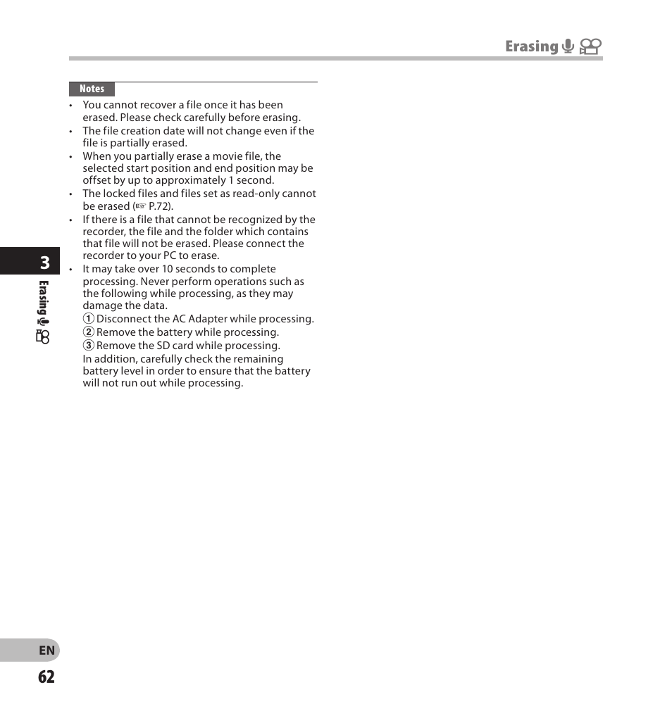 Erasing a n | Olympus LS-20M User Manual | Page 62 / 108