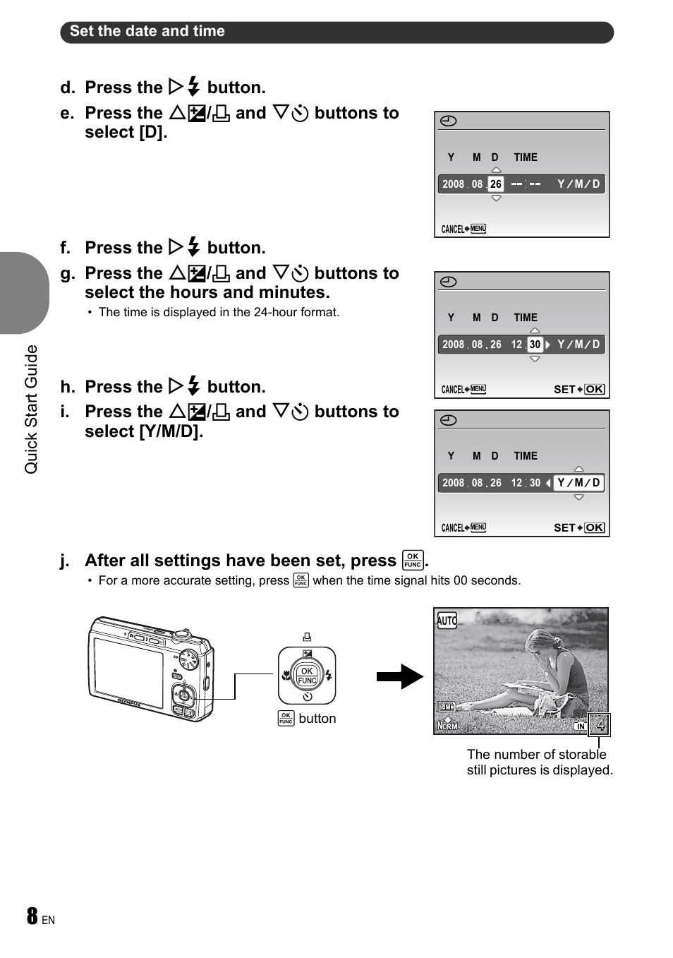 Qu ic k s ta rt gu id e | Olympus FE-340 User Manual | Page 8 / 64