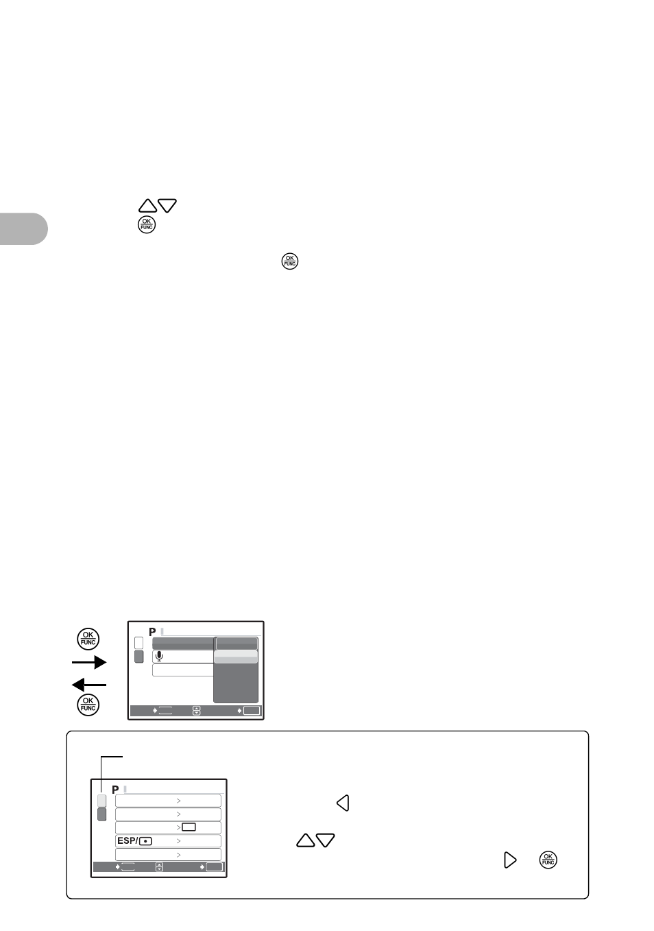 Menu o perat ion s 2, Press 12 to select a setting, and press o | Olympus 725 SW User Manual | Page 16 / 83