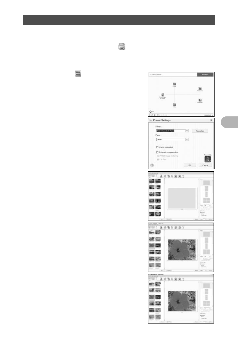 Printing pictures | Olympus 725 SW User Manual | Page 55 / 83