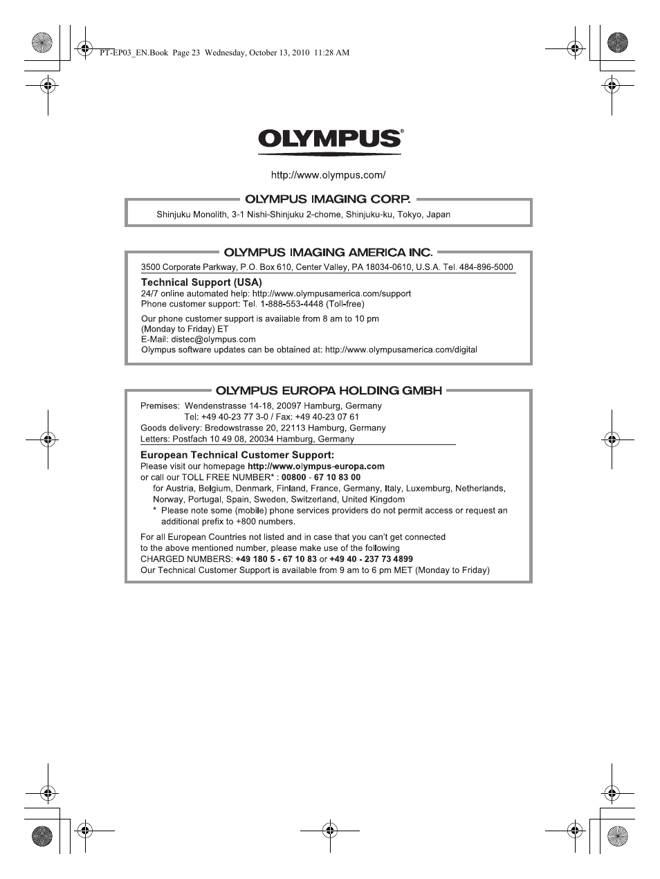 Olympus PT-EP03 User Manual | Page 24 / 24