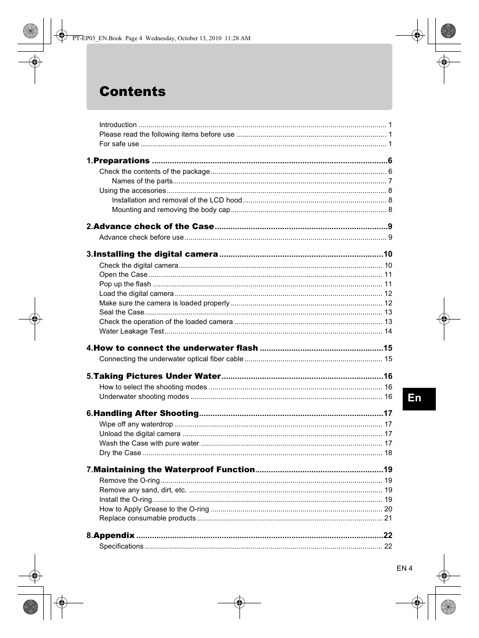 Olympus PT-EP03 User Manual | Page 5 / 24