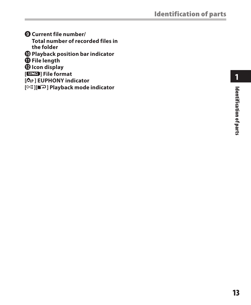 Identification of parts | Olympus DM-550 User Manual | Page 13 / 128