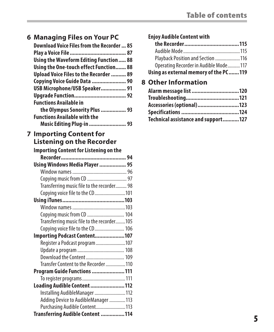 Olympus DM-550 User Manual | Page 5 / 128