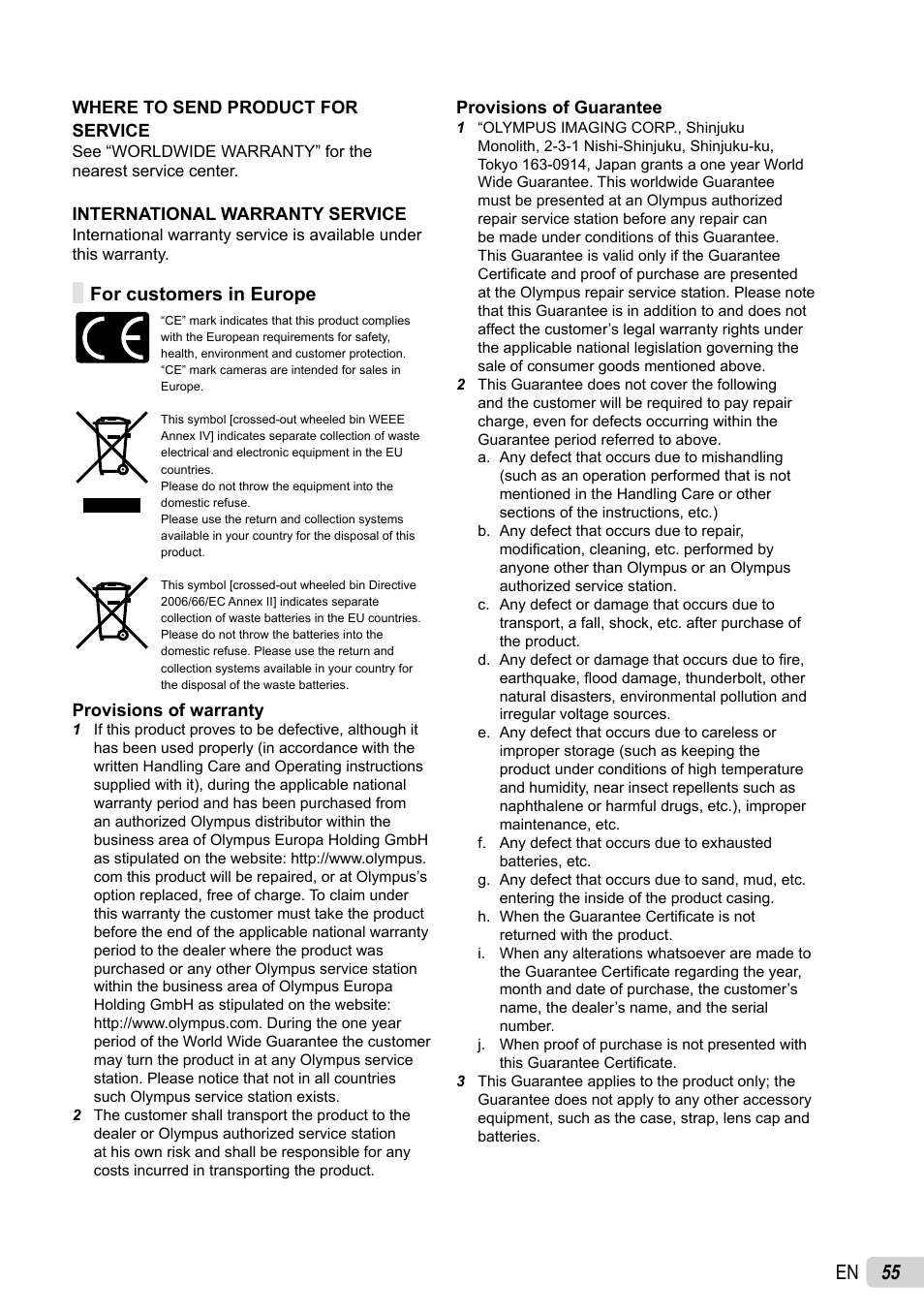 55 en | Olympus X-44 User Manual | Page 55 / 59