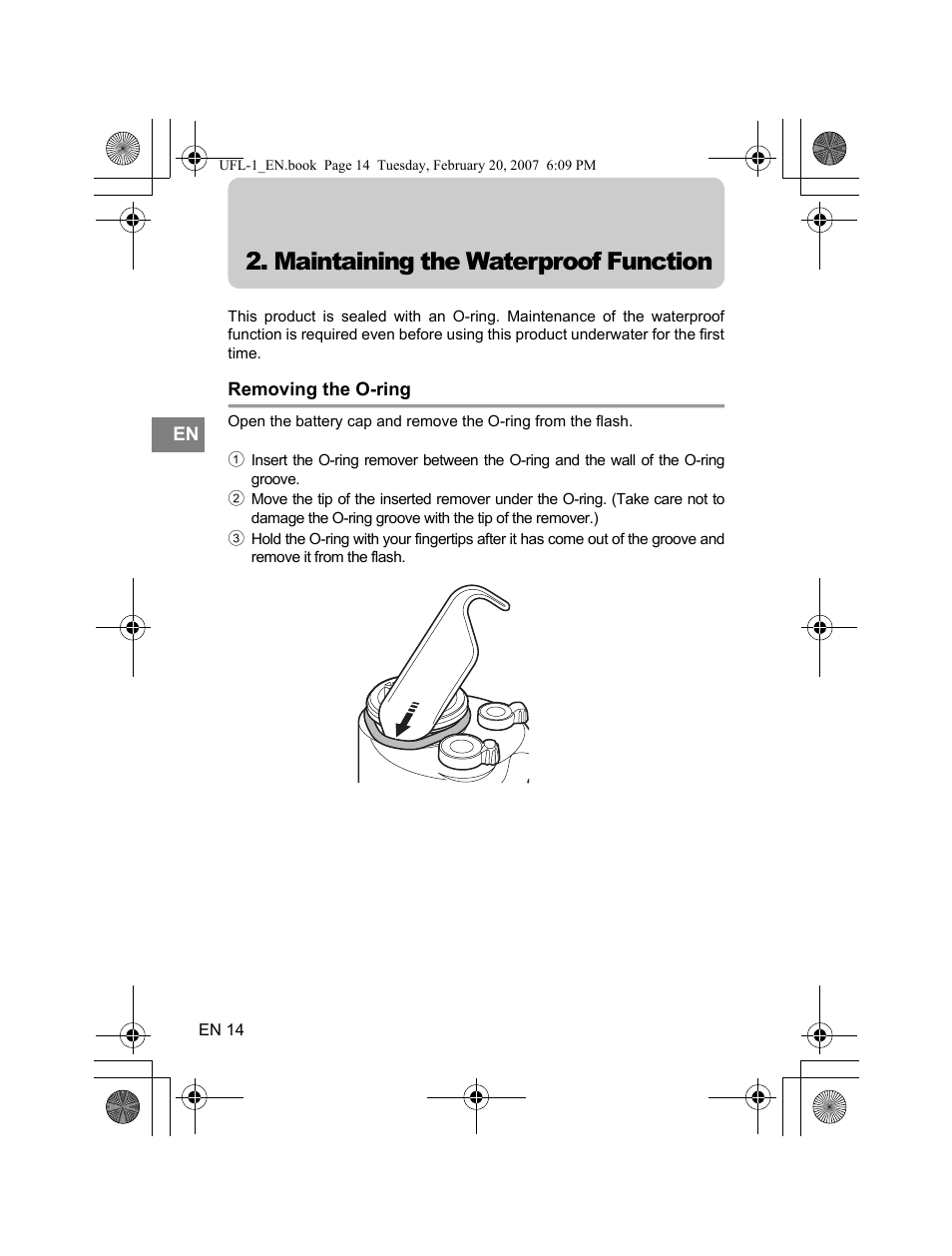 Maintaining the waterproof function | Olympus UFL-1 User Manual | Page 14 / 31