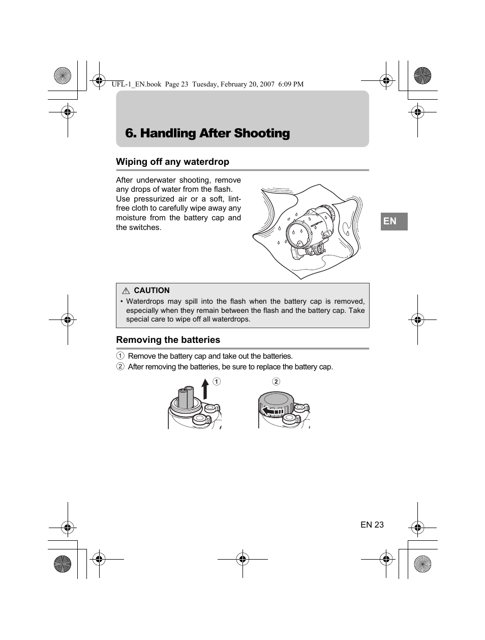 Handling after shooting | Olympus UFL-1 User Manual | Page 23 / 31