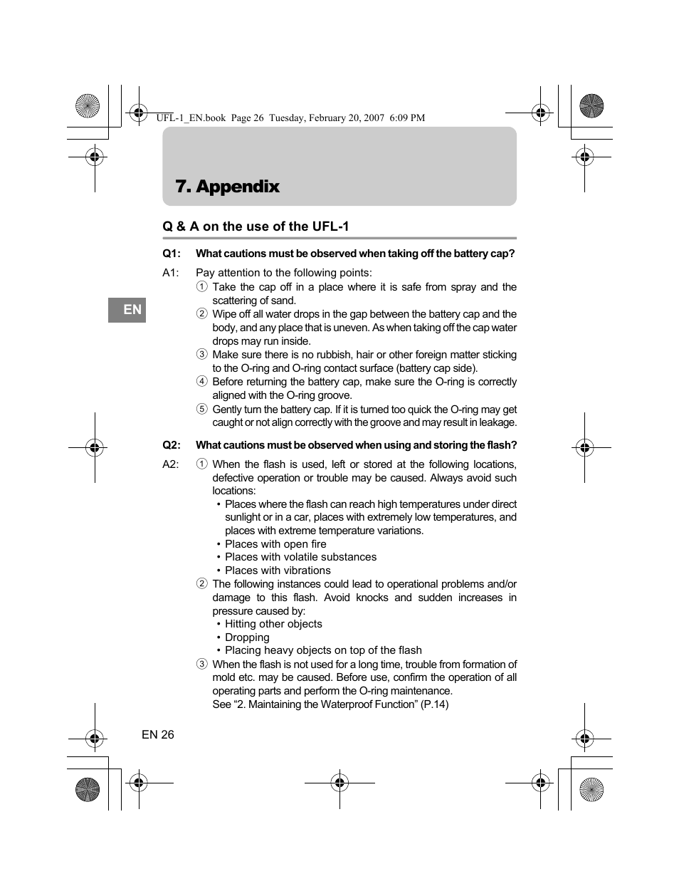 Appendix | Olympus UFL-1 User Manual | Page 26 / 31