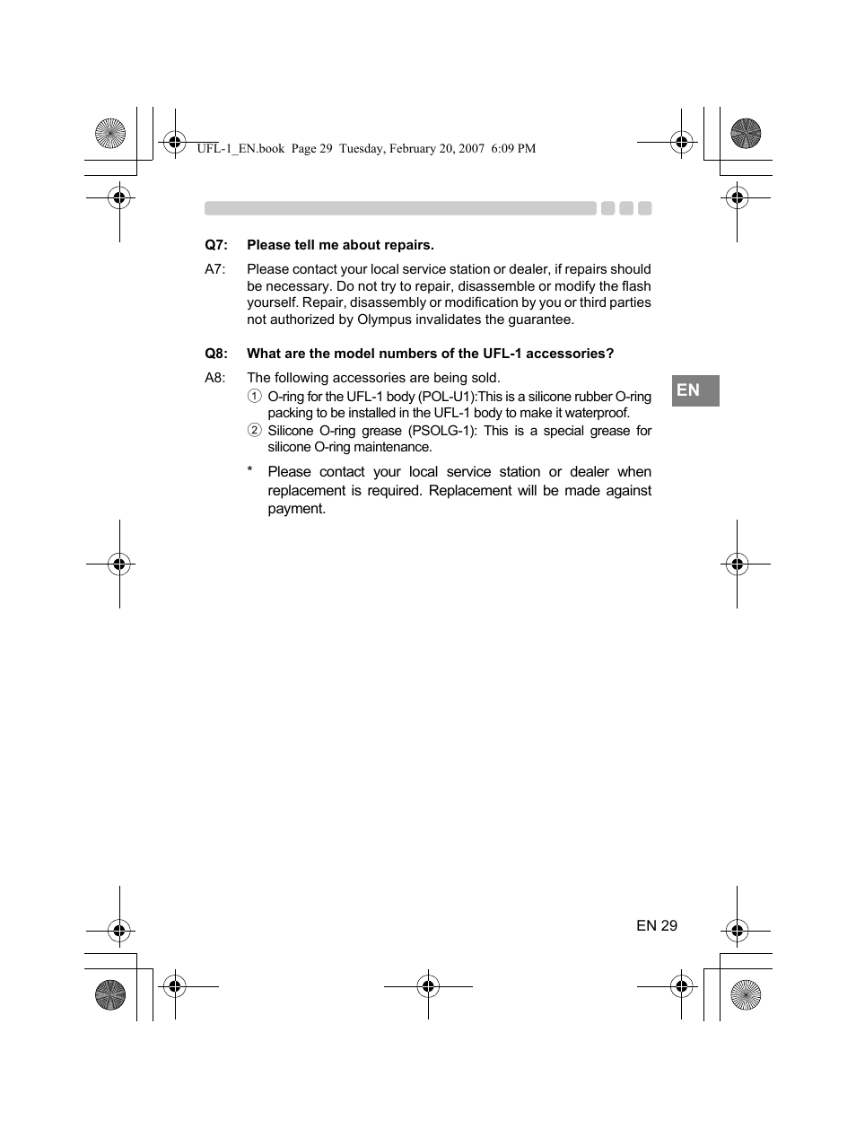 Olympus UFL-1 User Manual | Page 29 / 31