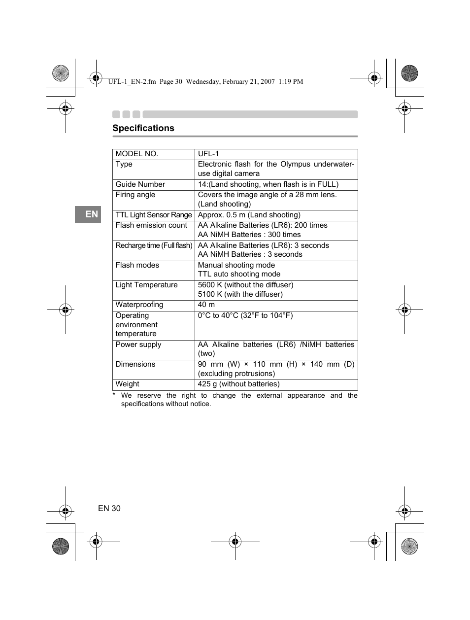 Olympus UFL-1 User Manual | Page 30 / 31