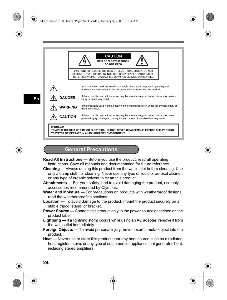 General precautions | Olympus µ 770 SW User Manual | Page 24 / 30