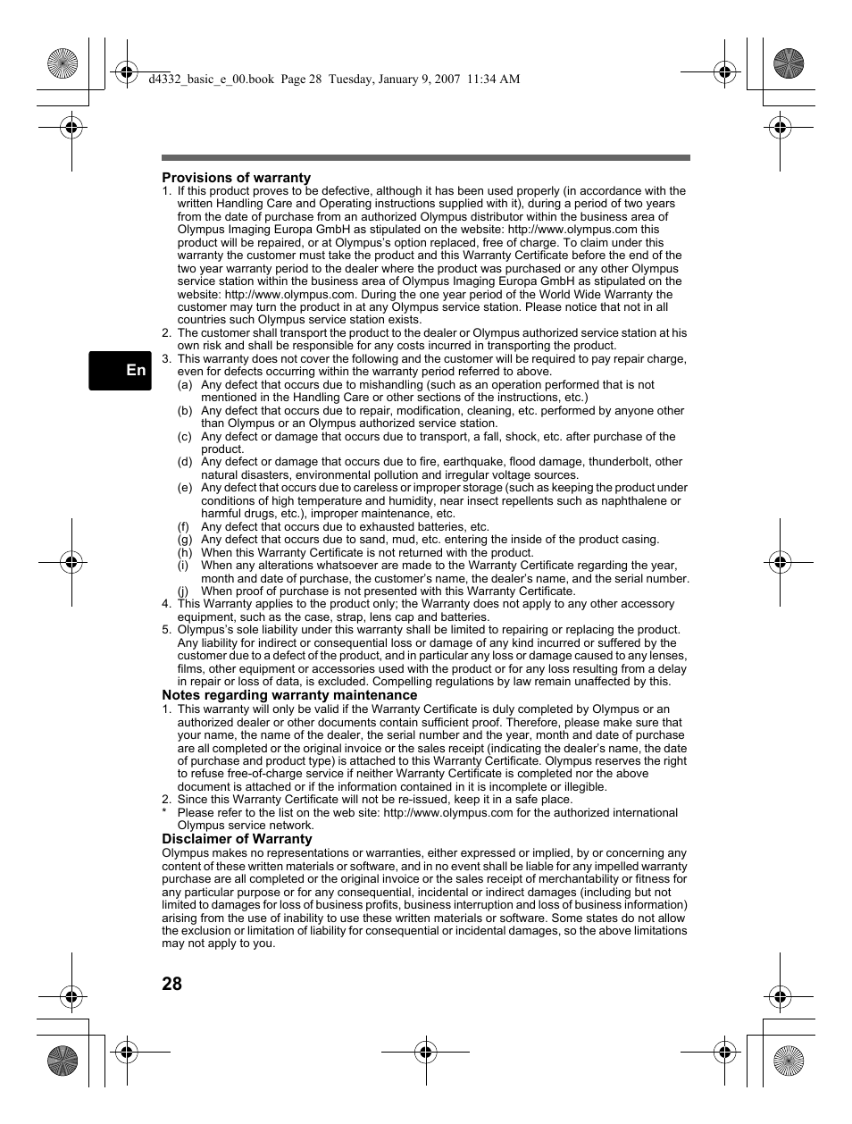 Olympus µ 770 SW User Manual | Page 28 / 30