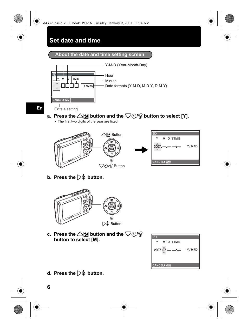 Set date and time | Olympus µ 770 SW User Manual | Page 6 / 30