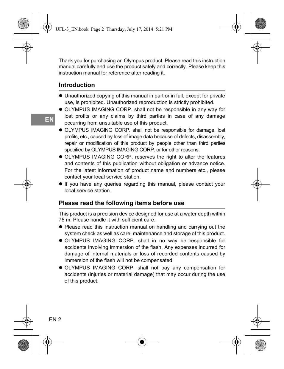 Olympus UFL3 User Manual | Page 3 / 35