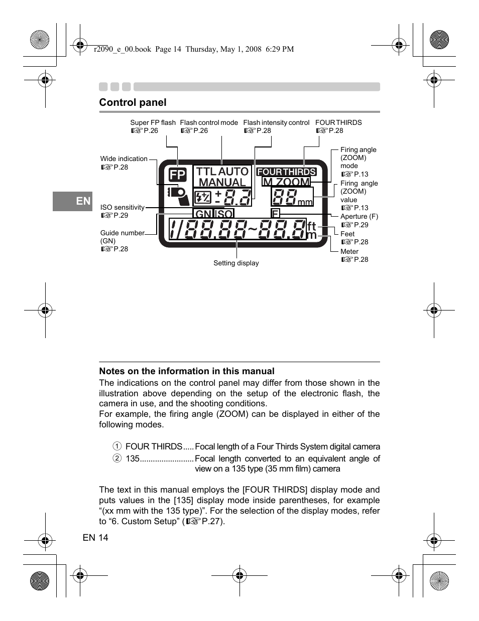 Control panel | Olympus UFL-2 User Manual | Page 14 / 41