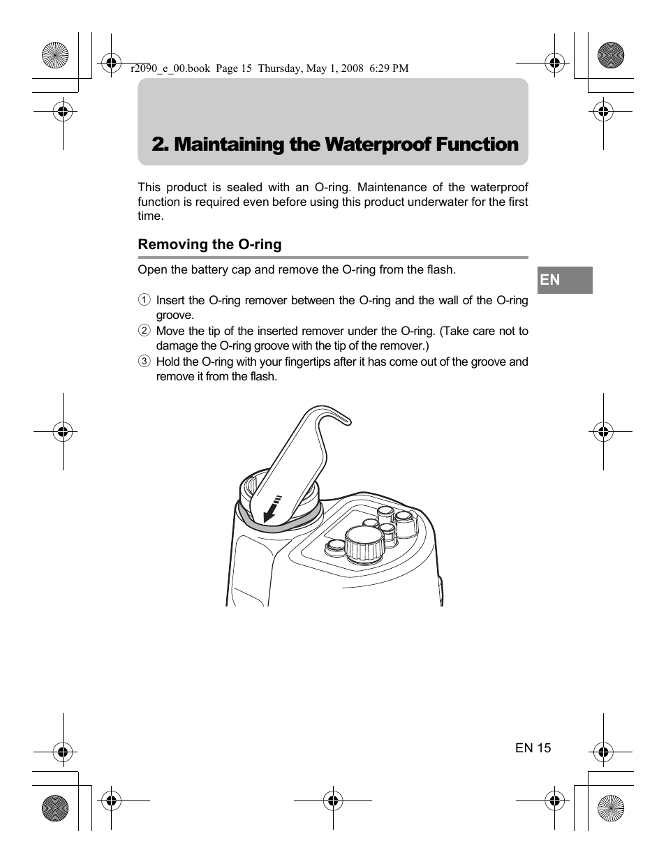 Maintaining the waterproof function | Olympus UFL-2 User Manual | Page 15 / 41