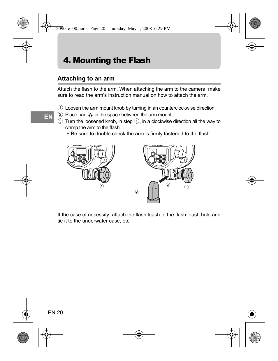 Mounting the flash | Olympus UFL-2 User Manual | Page 20 / 41