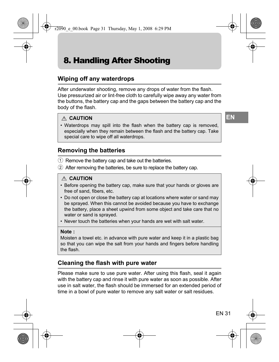 Handling after shooting | Olympus UFL-2 User Manual | Page 31 / 41