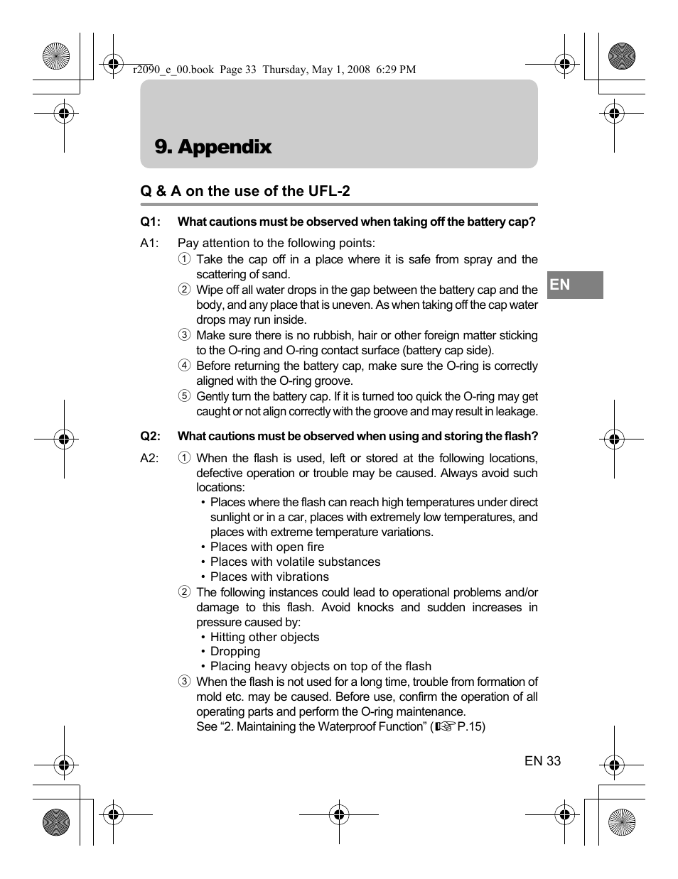 Appendix | Olympus UFL-2 User Manual | Page 33 / 41