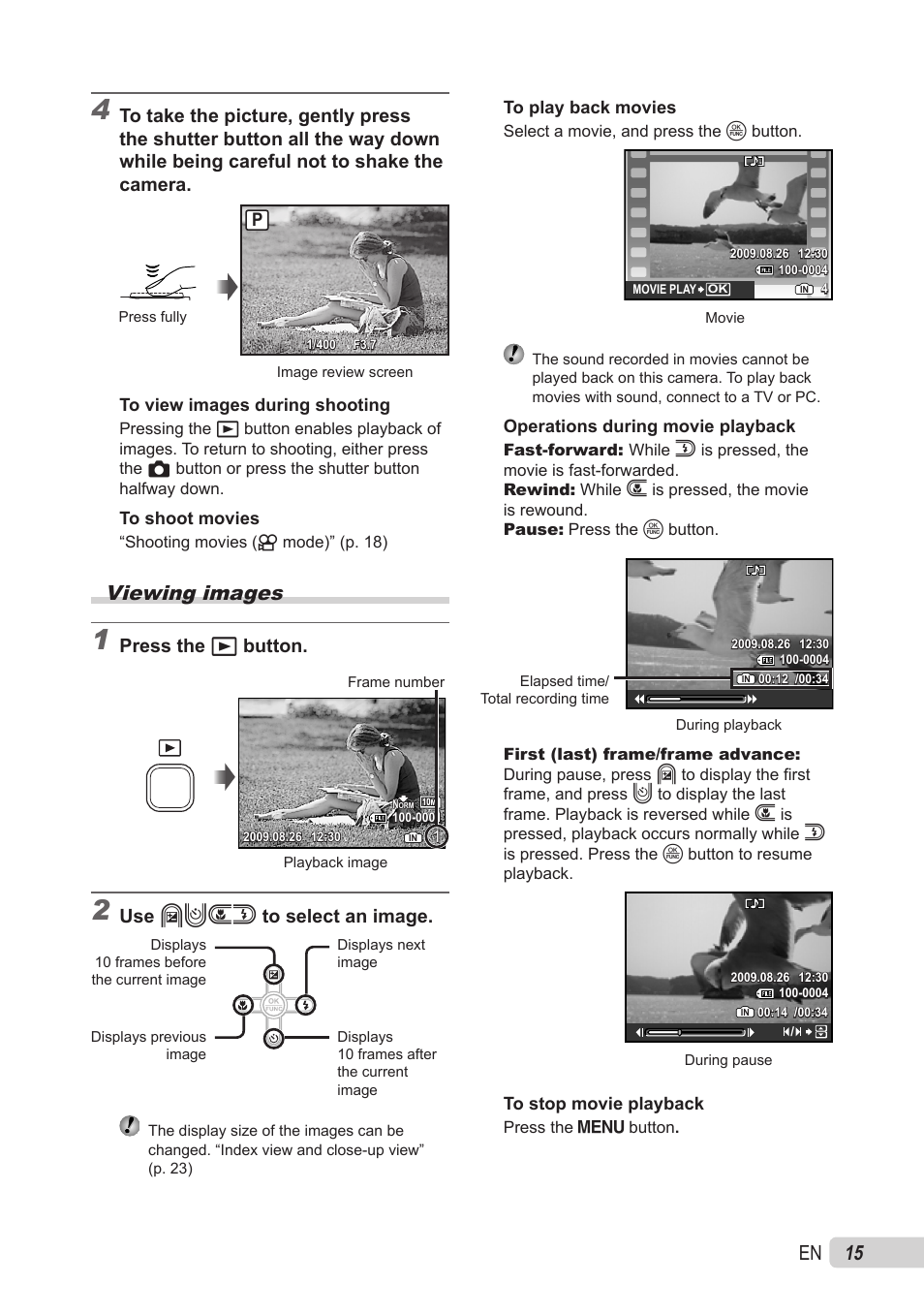 Viewing images, 1 en | Olympus X-560WP User Manual | Page 15 / 66
