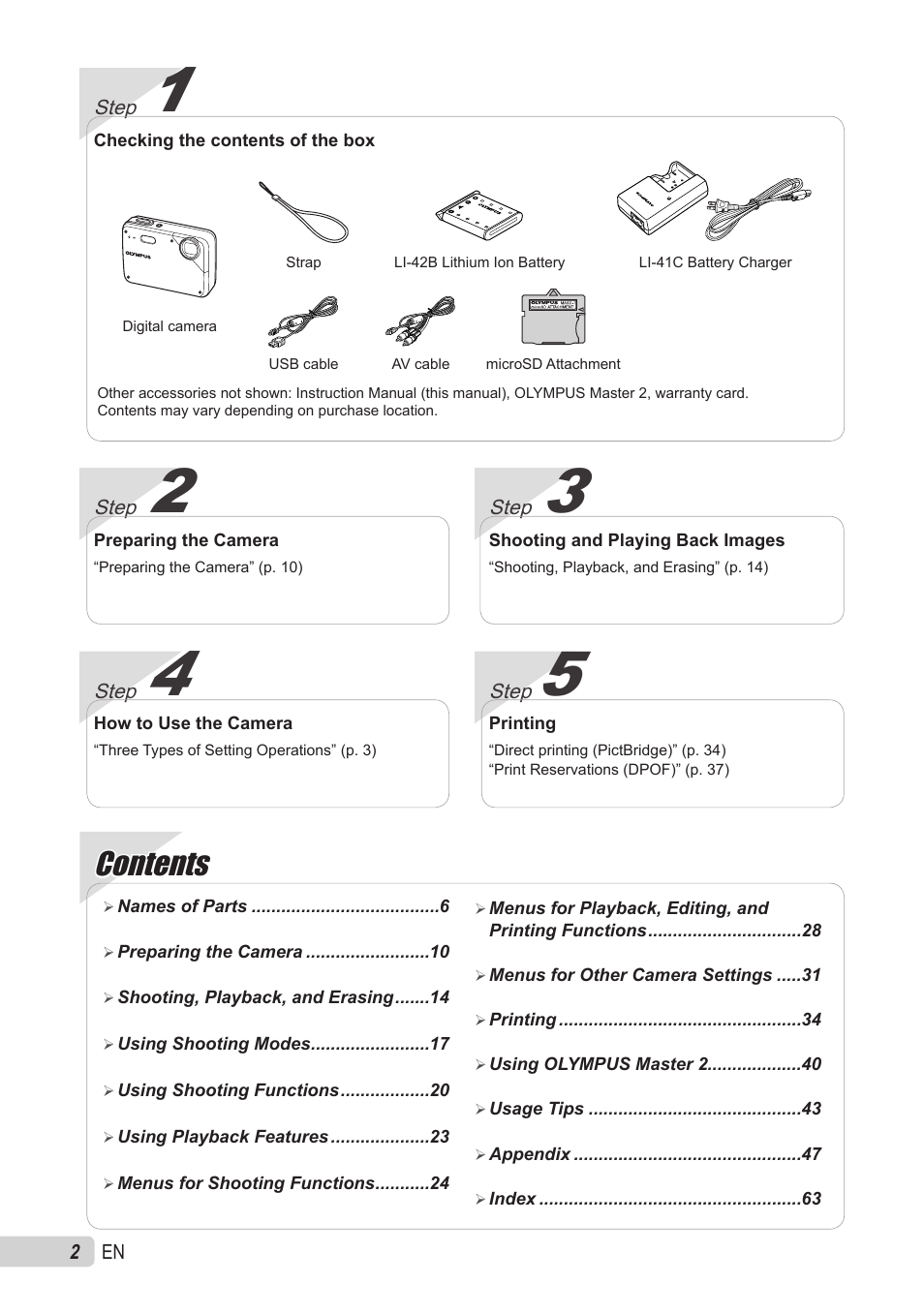 Olympus X-560WP User Manual | Page 2 / 66