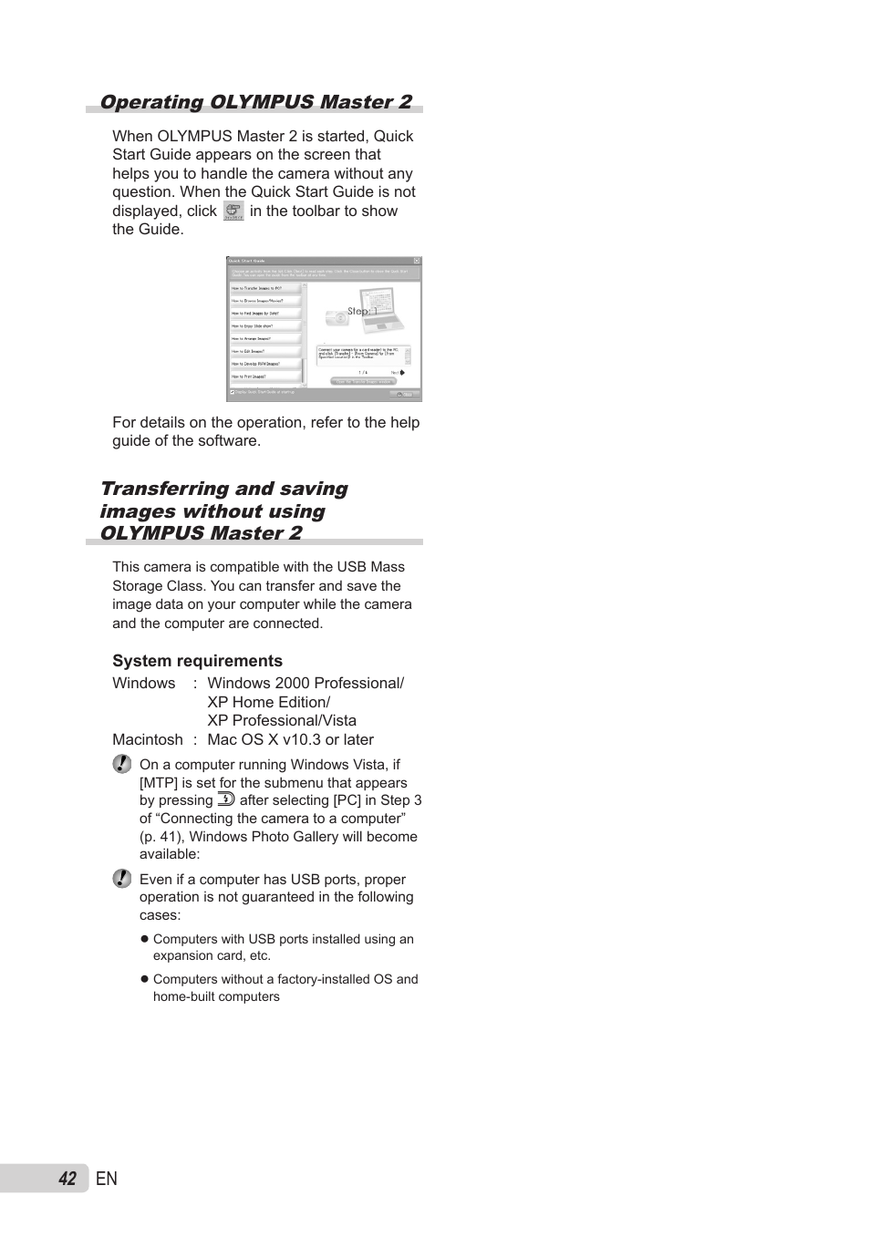Operating olympus master 2, En operating olympus master 2 | Olympus X-560WP User Manual | Page 42 / 66