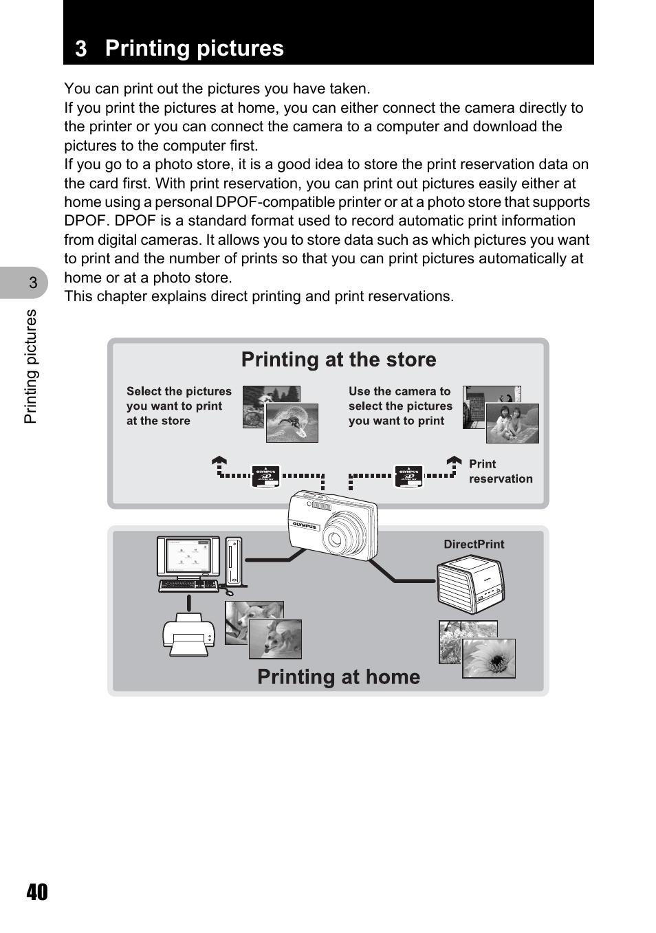 Printing pictures, 3 printing pictures | Olympus µ 810 User Manual | Page 40 / 88