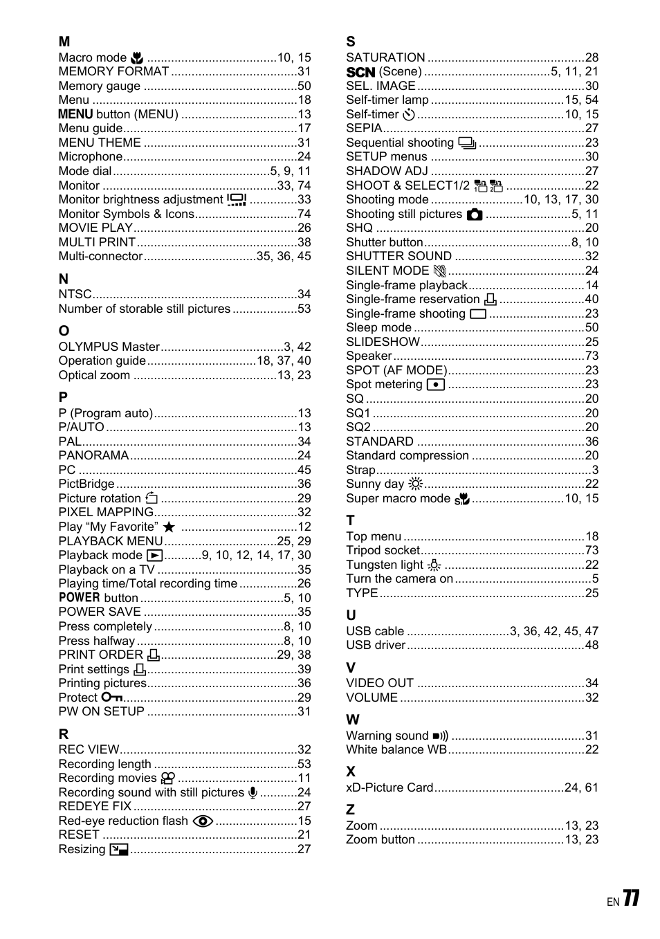 Olympus µ 780 User Manual | Page 77 / 78