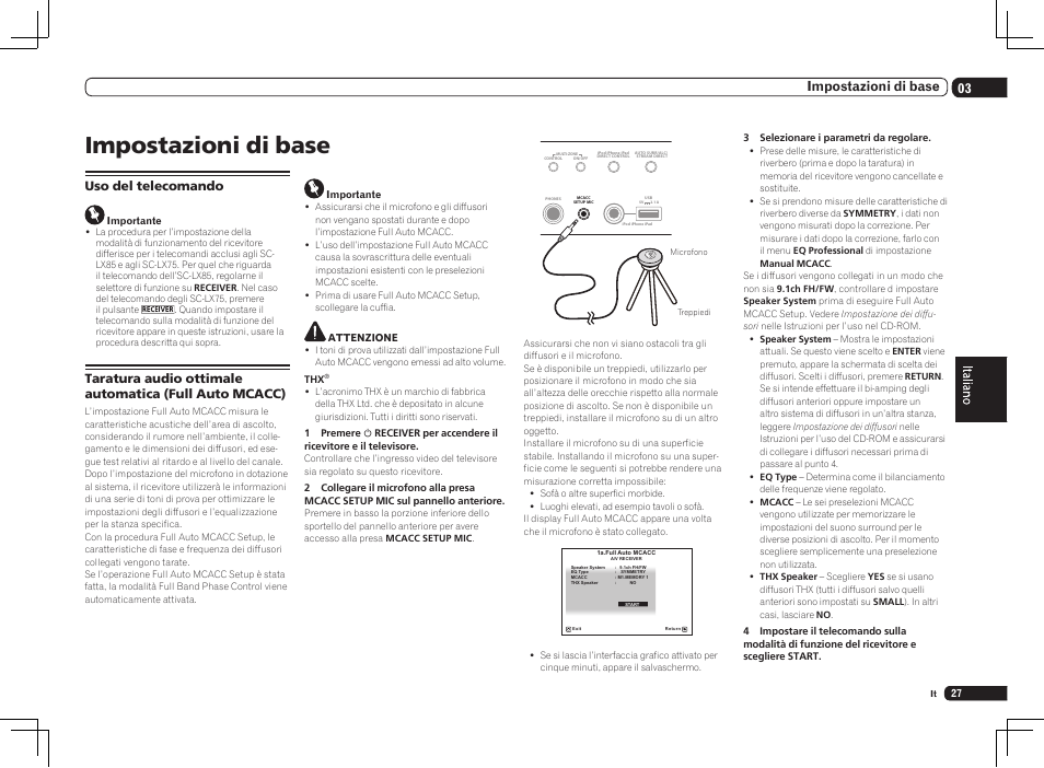 Impostazioni di base, 03 impostazioni di base, Uso del telecomando | Pioneer SC-LX75 User Manual | Page 27 / 72