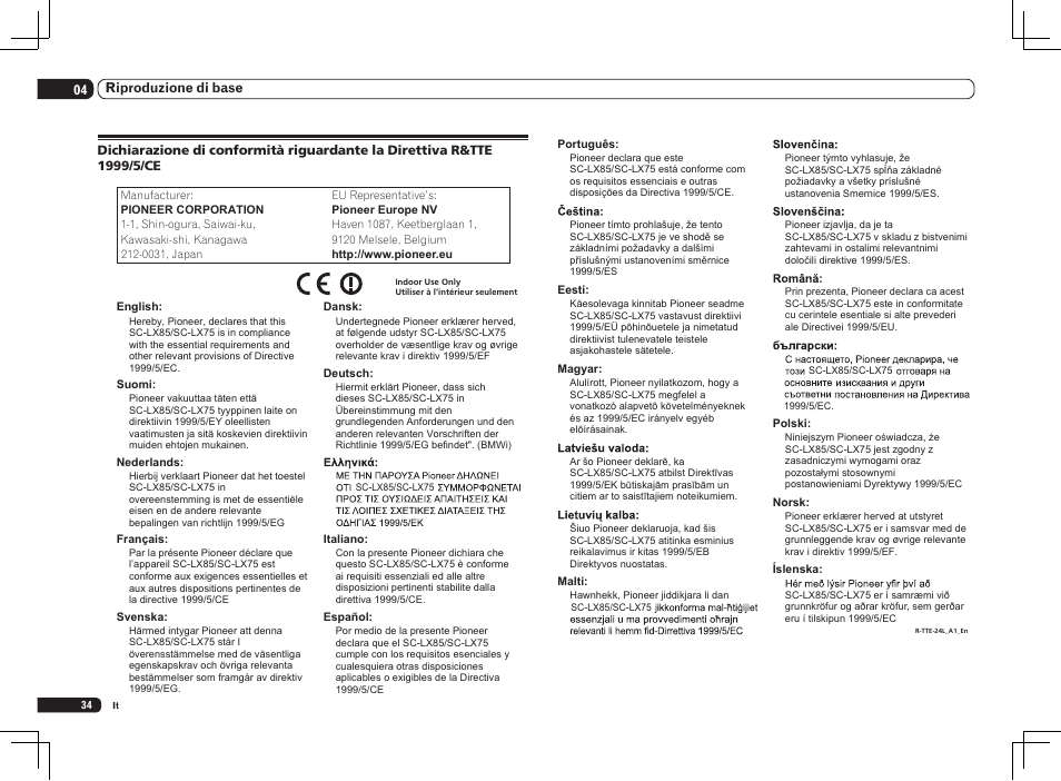 Pioneer SC-LX75 User Manual | Page 34 / 72