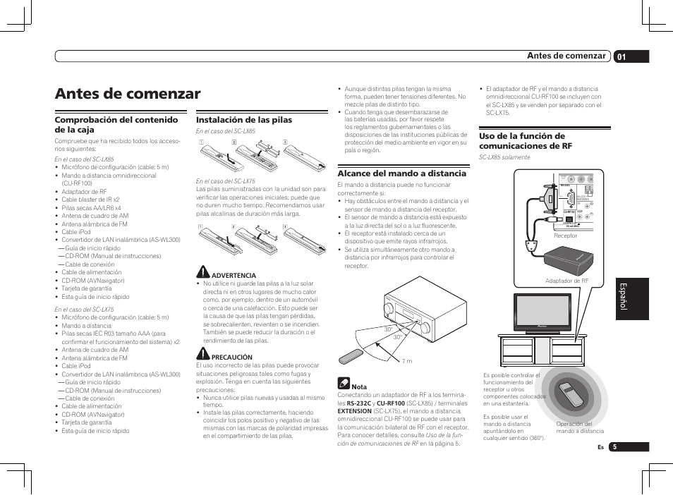 Antes de comenzar, 01 antes de comenzar | Pioneer SC-LX75 User Manual | Page 39 / 72