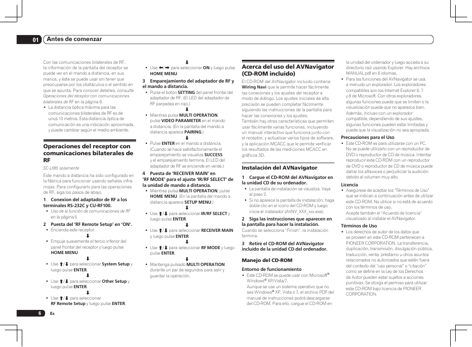 01 antes de comenzar | Pioneer SC-LX75 User Manual | Page 40 / 72