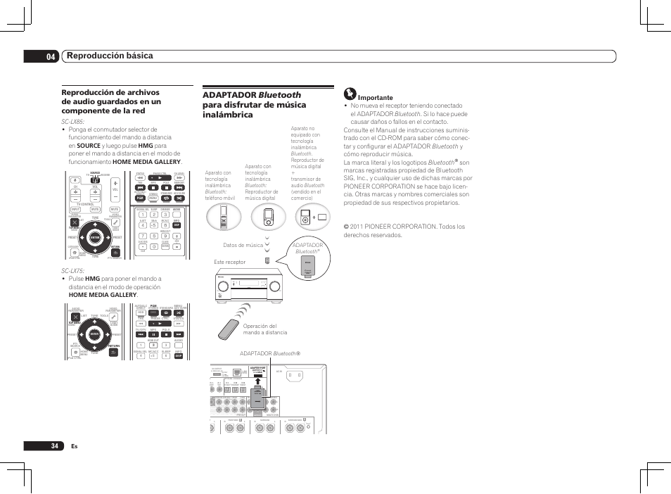 Single), 04 reproducción básica, Importante | Pioneer SC-LX75 User Manual | Page 68 / 72