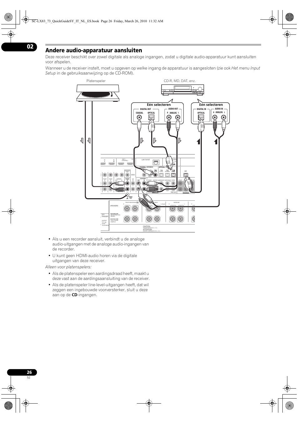 Andere audio-apparatuur aansluiten | Pioneer SC-LX83 User Manual | Page 102 / 120