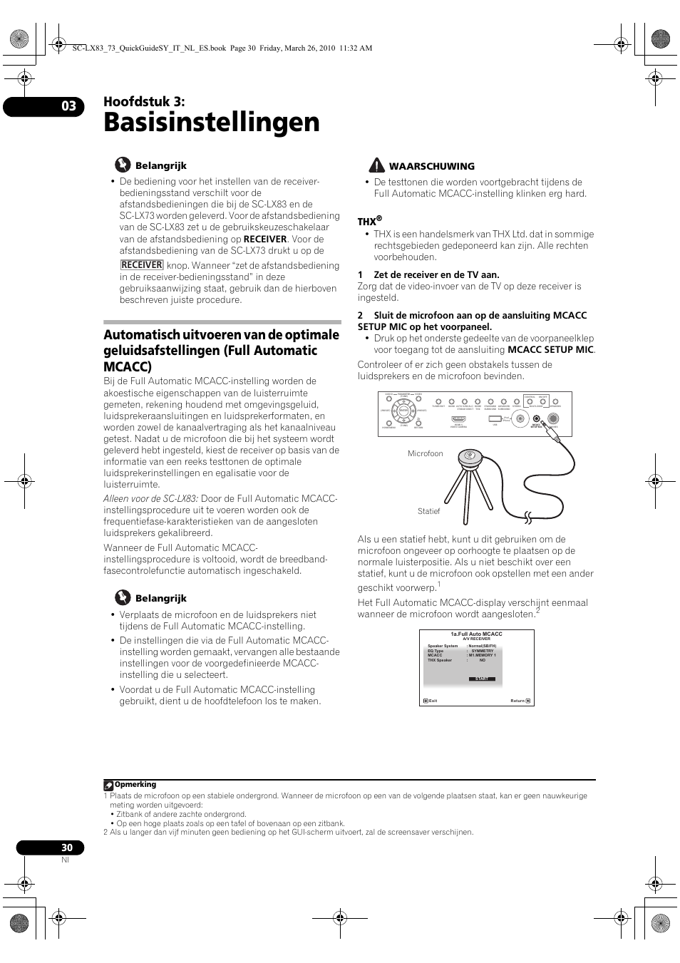 Basisinstellingen, 03 basisinstellingen, Hoofdstuk 3 | Receiver | Pioneer SC-LX83 User Manual | Page 106 / 120