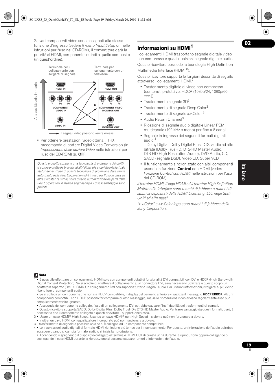 Informazioni su hdmi | Pioneer SC-LX83 User Manual | Page 19 / 120