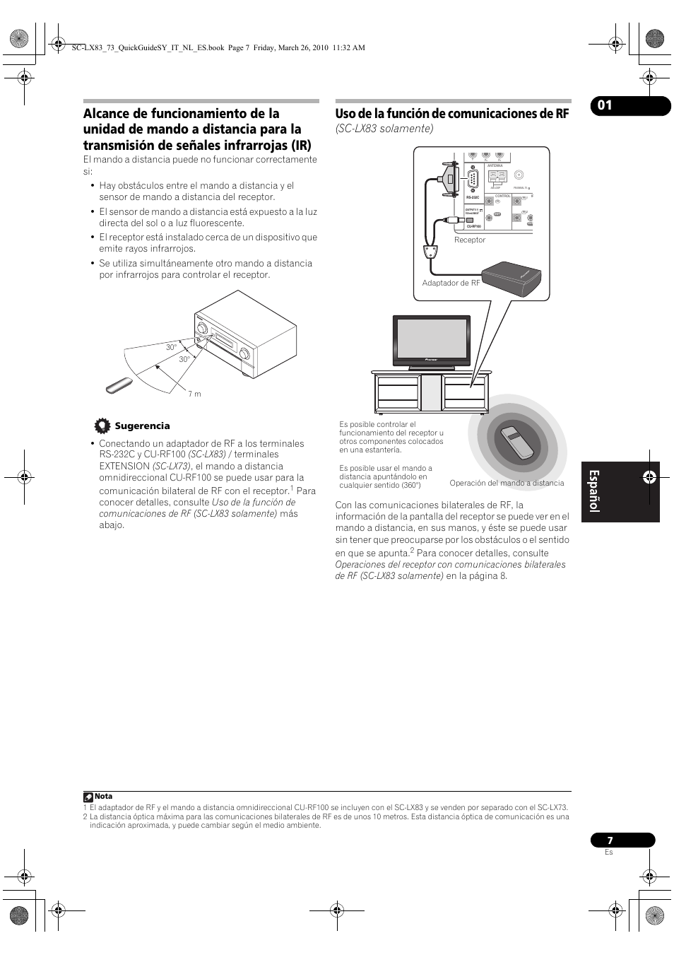 Uso de la función de comunicaciones de rf, Sc-lx83 solamente) | Pioneer SC-LX83 User Manual | Page 45 / 120