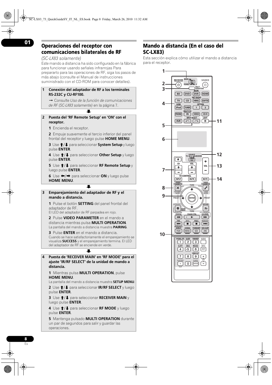 Mando a distancia (en el caso del sc-lx83), Sc-lx83 solamente) | Pioneer SC-LX83 User Manual | Page 46 / 120