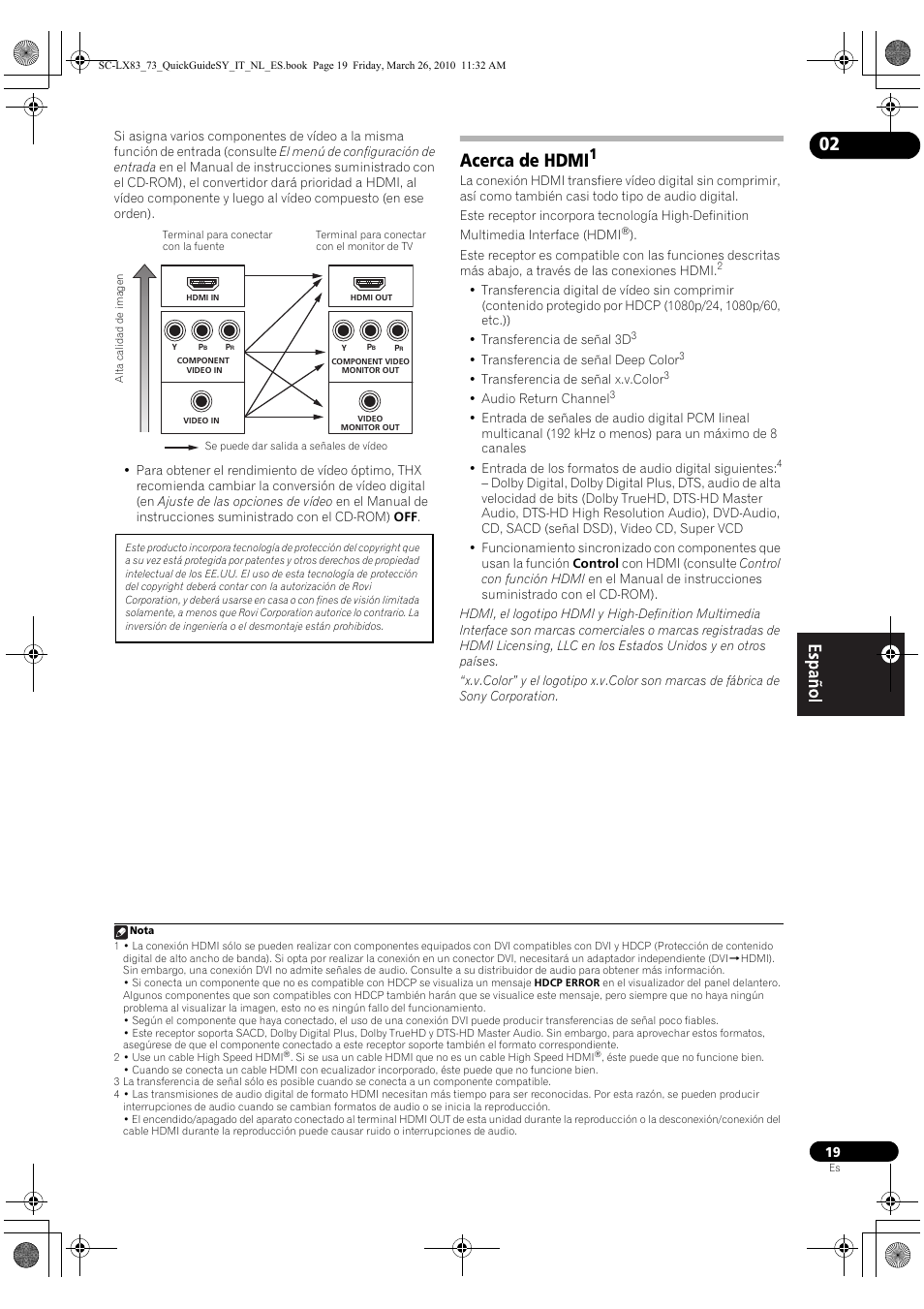 Acerca de hdmi | Pioneer SC-LX83 User Manual | Page 57 / 120