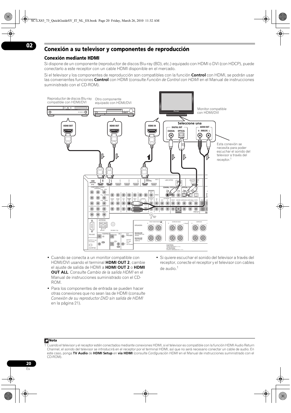 Conexión mediante hdmi | Pioneer SC-LX83 User Manual | Page 58 / 120