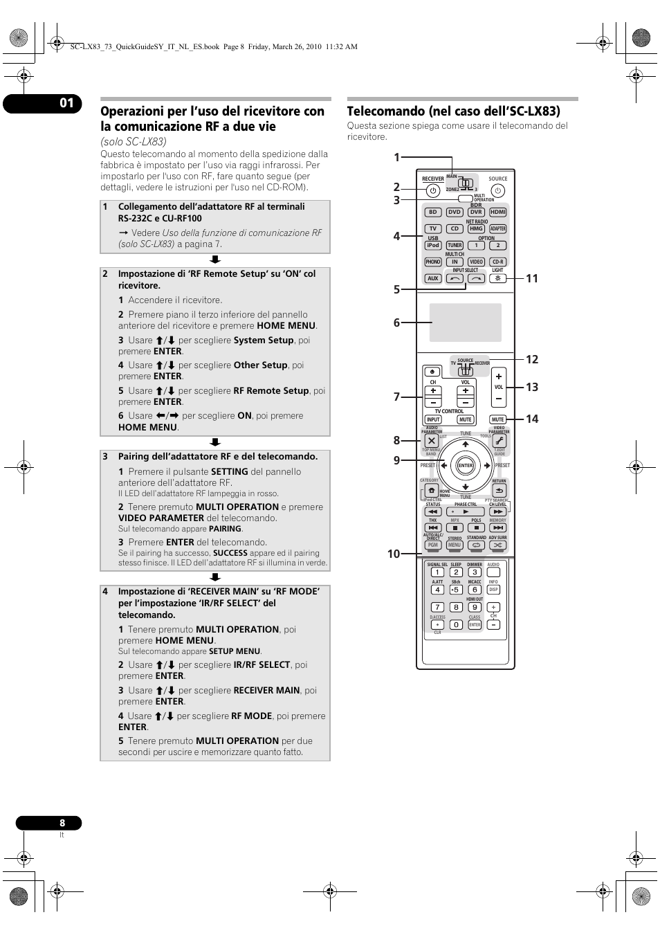 Telecomando (nel caso dell’sc-lx83), Solo sc-lx83) | Pioneer SC-LX83 User Manual | Page 8 / 120