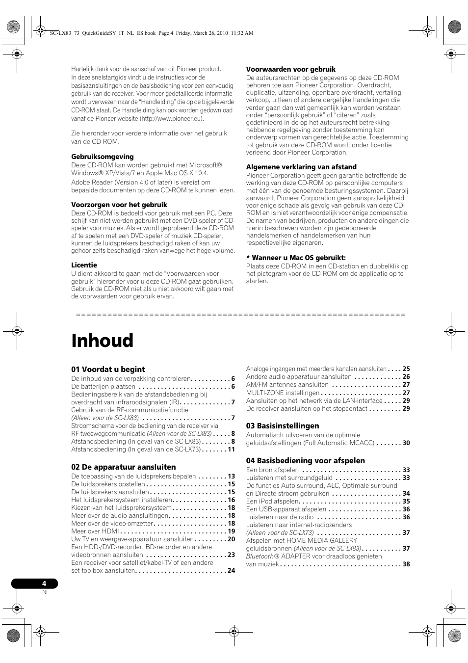 Inhoud | Pioneer SC-LX83 User Manual | Page 80 / 120