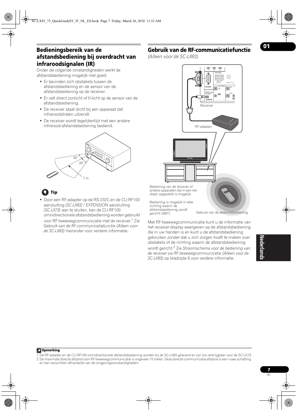 Gebruik van de rf-communicatiefunctie, Alleen voor de sc-lx83) | Pioneer SC-LX83 User Manual | Page 83 / 120