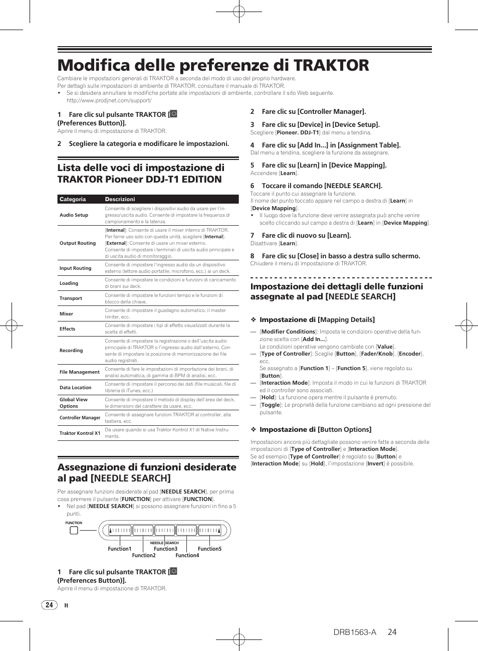 Modifica delle preferenze di traktor, Drb1563-a | Pioneer DDJ-T1 User Manual | Page 24 / 128