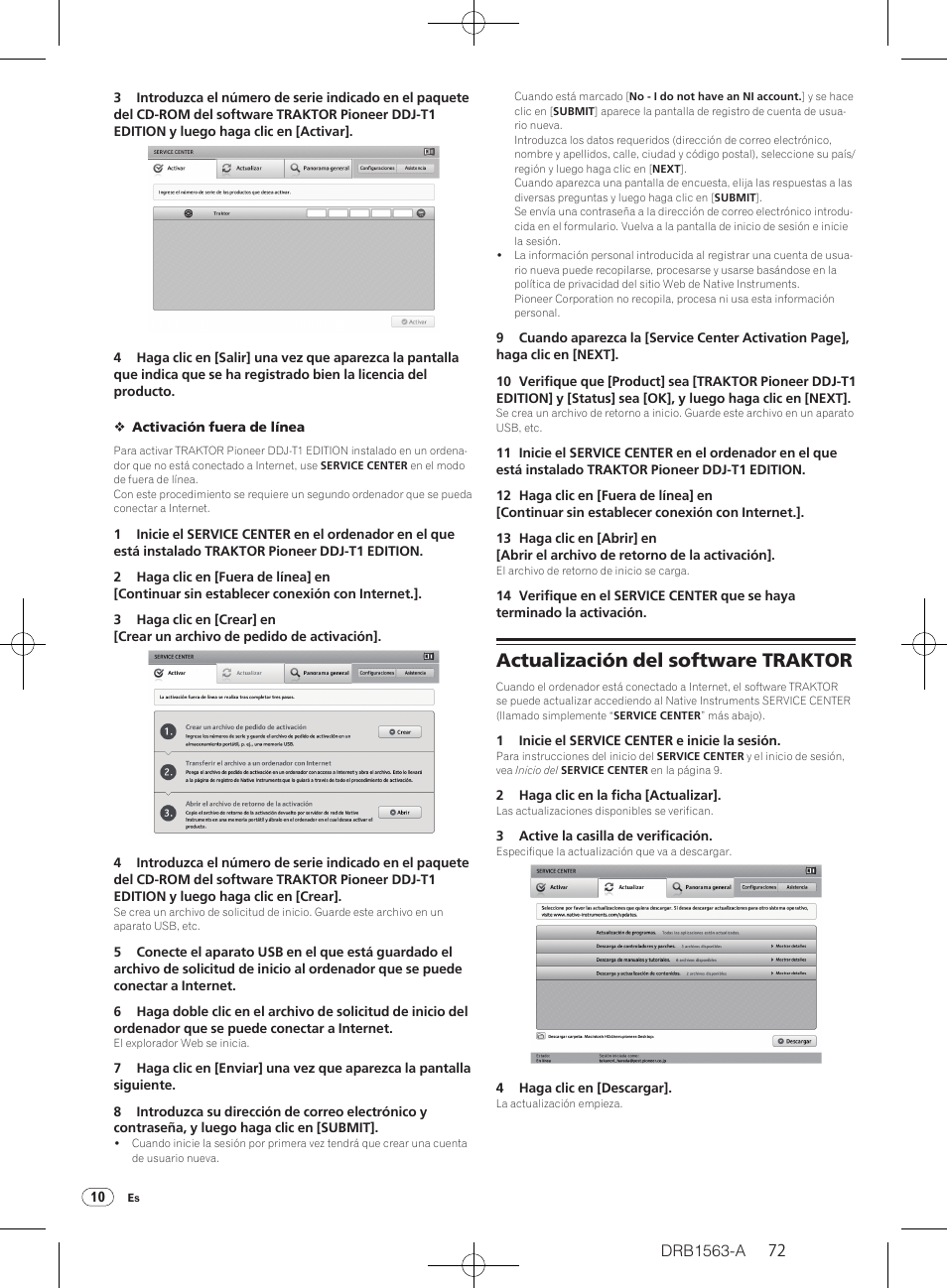 Actualización del software traktor, Drb1563-a | Pioneer DDJ-T1 User Manual | Page 72 / 128