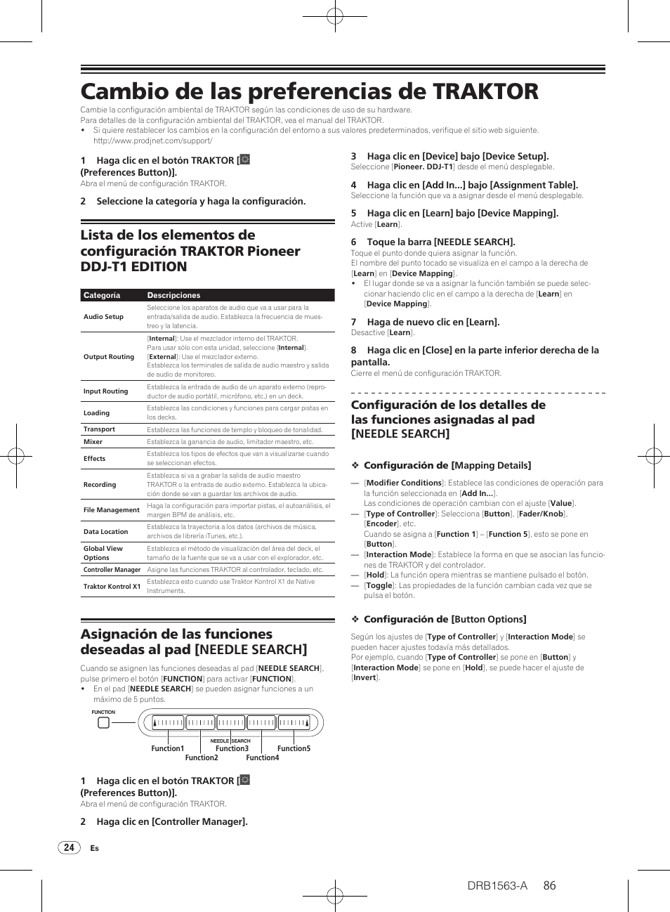 Cambio de las preferencias de traktor, Drb1563-a | Pioneer DDJ-T1 User Manual | Page 86 / 128