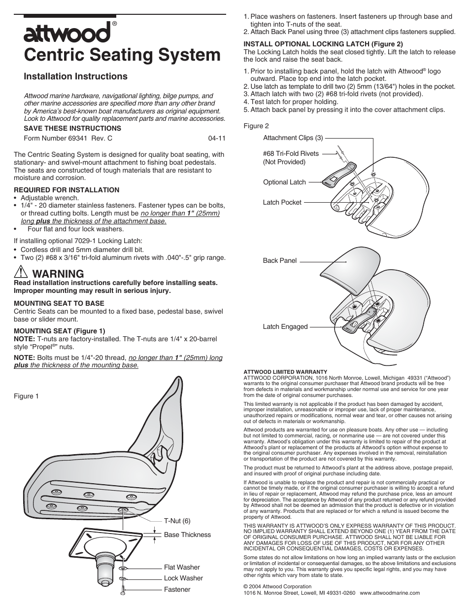 Attwood 69341 User Manual | 1 page